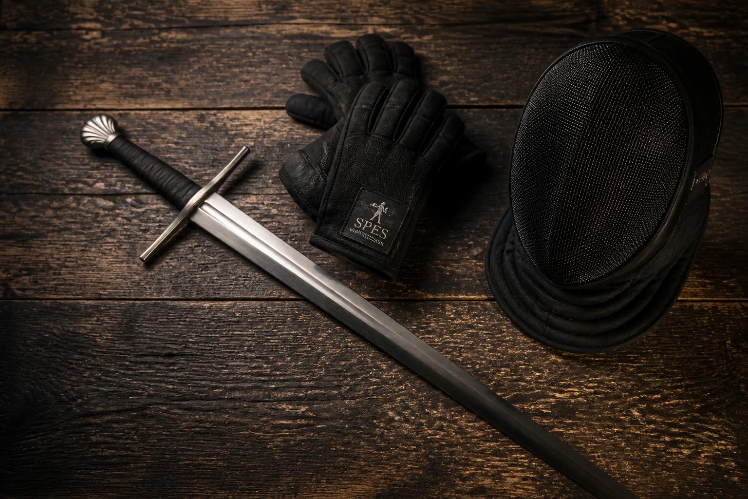 HEMA Ausrüstung: Langschwert, Handschuhe und Fechtmaske