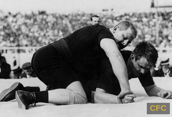 Olympischer Ringkampf 1908: Richárd Weisz gegen Aleksandr Petrov