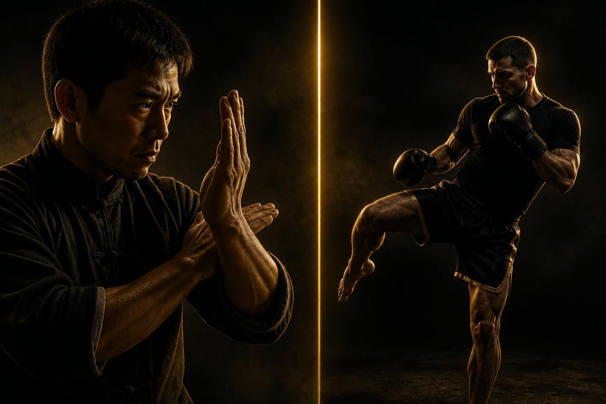 Gegenüberstellung von Wing Chun Nahkampf und Kickboxen in der Kampfkunstschule CFC in Villach